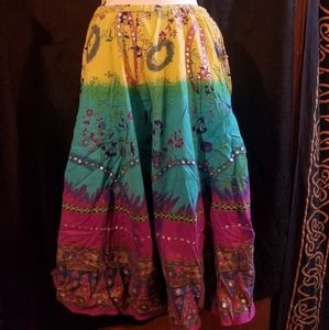 Small Yellow/Teal/Purple Tye-die Boho Hippy Dress